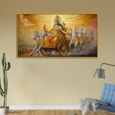 Sun God Surya Dev Riding Chariot Religious Canvas Wall Painting